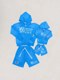 DRANOE ATHLETIC ZIP UP JACKET + SHORTS SET-BLUE (Adult & Kids)