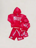 DRANOE ATHLETIC ZIP UP JACKET + SHORTS SET-RED (Adult & Kids)